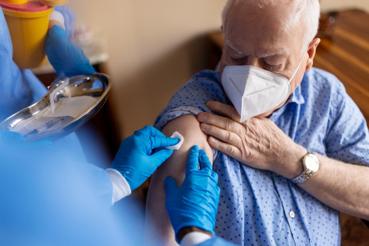 man has shoulder prepared for a shot